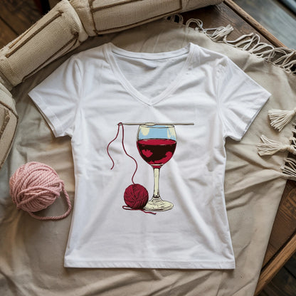 Wine And Yarn Lady V-neck